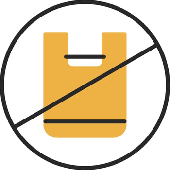 No Plastic Bag Skined Filled Icon vector