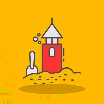 Sand Castle Filled Shadow Icon vector