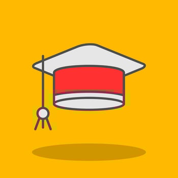 Mortarboard Filled Shadow Icon vector