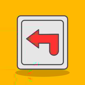 Curved Arrow Filled Shadow Icon vector