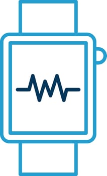 Smartwatch Line Blue Two Color Icon vector