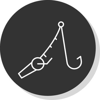 Fishing Line Grey Circle Icon vector
