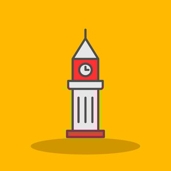 Tower Filled Shadow Icon vector