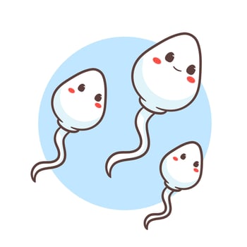 Cute sperms cell cartoon character. Health concept design. Art illustration vector