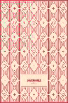 unique red rhombus shape pattern with creative ornaments inside vector