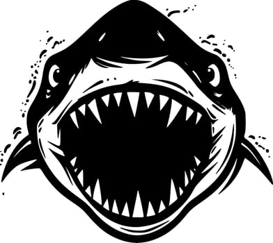 Shark - Black and White Isolated Icon - illustration vector