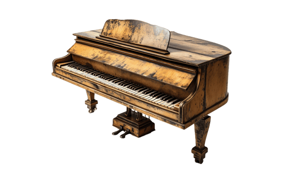 Portraits of an Antique Piano on Transparent Background png