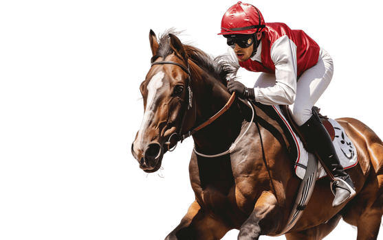 A Jockey Riding a Horse on Transparent Background png