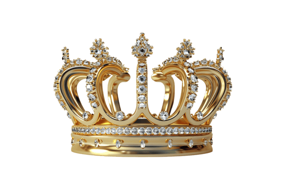 A Golden Crown Portrait on Transparent Background png
