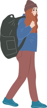 Female Traveler with Backpack Tourist Travel Character Illustration Graphic Cartoon Art vector