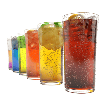 3D Rendering of a Colorful Soft Drink or Juice Glass on Transparent Background png