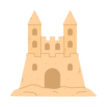 Cartoon beach sandcastle. Flat isolated illustration vector