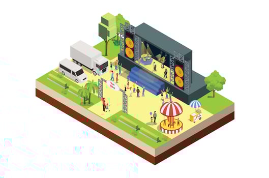 Illustration Music Festival Concept 3d Isometric View vector