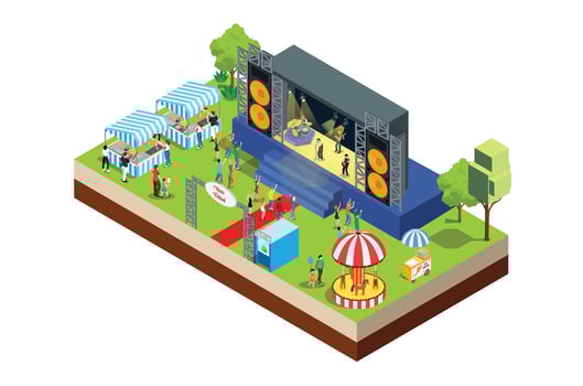 Illustration Music Festival Concept 3d Isometric View vector