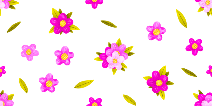 Simple seamless background of blooming pink flowers. Wedding pattern. Cartoon illustration. Hand drawn illustration on isolated background png