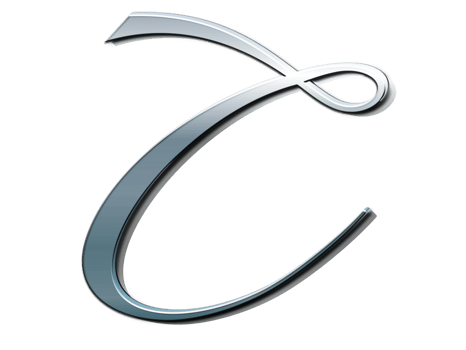 Letter C Calligraphic style Metal Effect png