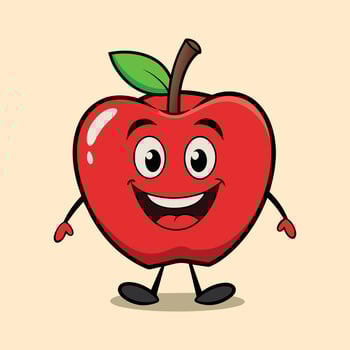 Apple retro funky cartoon character. vector