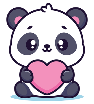 Panda with Pink Heart png