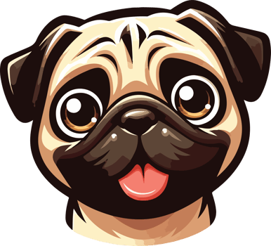 cartoon illustration of a pug dog's face png