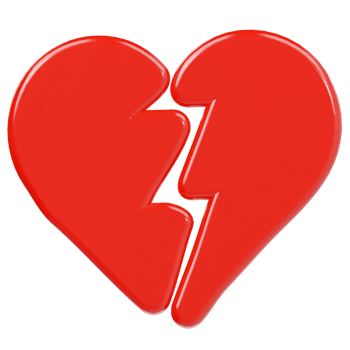 Broken heart icon 3d render illustration png