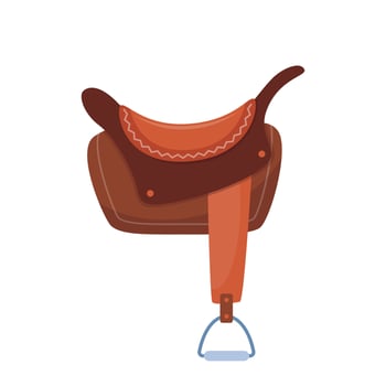 Horse saddle. riding seat. Old leather accessory for horse. vector