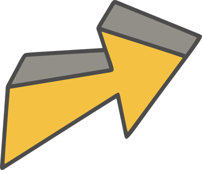 Hand drawn doodle arrow. Pencil yellow line sketch. Curve design element. Outline sign of cursor. Graphic vintage mark and bold silhouette png