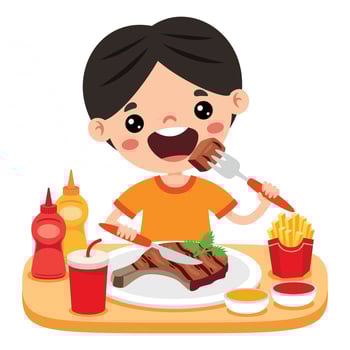 Food Concept With Cartoon Kid vector