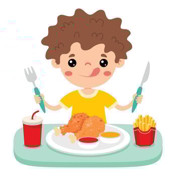 Food Concept With Cartoon Kid vector