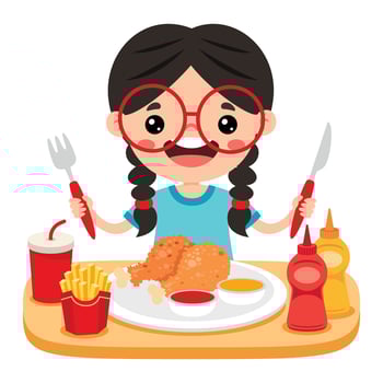 Food Concept With Cartoon Kid vector