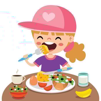 Food Concept With Cartoon Kid vector