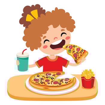 Food Concept With Cartoon Kid vector