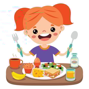Food Concept With Cartoon Kid vector