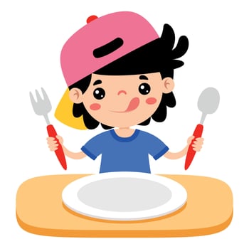 Food Concept With Cartoon Kid vector