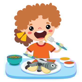 Food Concept With Cartoon Kid vector