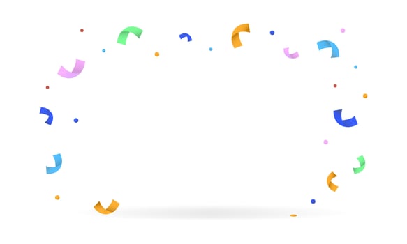 Colorful confetti with shadow isolated on transparent background.Falling abstract decoration template for birthday celebrate, anniversary or Christmas, New Year party. illustration EPS 10 vector