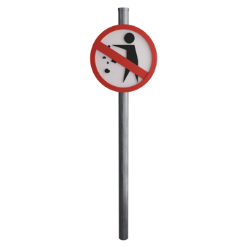 Do not litter sign on the road clipart flat design icon isolated on transparent background, 3D render road sign and traffic sign concept png
