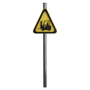 Danger forklift sign on the road clipart flat design icon isolated on transparent background, 3D render road sign and traffic sign concept png