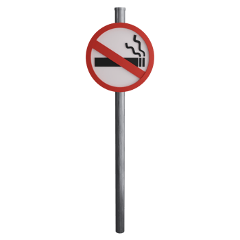 No smoking sign on the road clipart flat design icon isolated on transparent background, 3D render road sign and traffic sign concept png