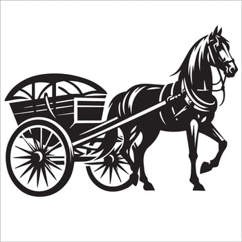 Four Wheeled Horse Carriage illustration vector