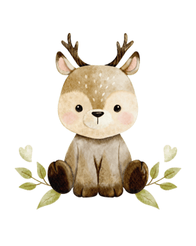 watercolor deer sitting leaf wreath png