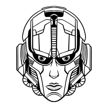 Futuristic Robotic head outline art vector