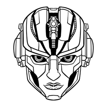 Futuristic Robotic head outline art vector