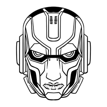 Futuristic Robotic head outline art vector