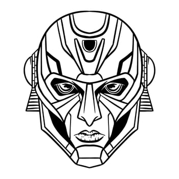 Futuristic Robotic head outline art vector