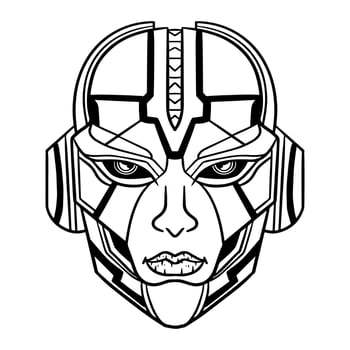 Futuristic Robotic head outline art vector