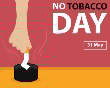 illustration graphic of hand puts out cigarette in ashtray, perfect for international day, no tobacco day, celebrate, greeting card, etc. vector