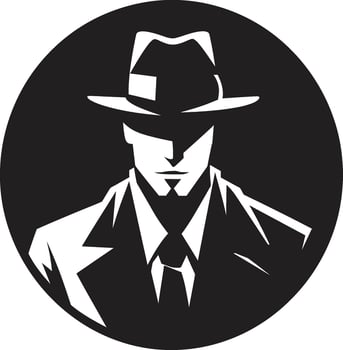 Velvet Vendetta Mafia Emblem in Sleek Syndicate Suit and Hat vector