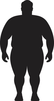 Elegance in Effort Black ic Advocating Anti Obesity Measures Balancing Act Displaying 90 Words of Human Obesity Solutions vector