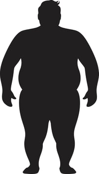 Fighting Fat Human in 90 Words Against Obesity Struggles Svelte Symmetry ic for Obesity Awareness in Black vector