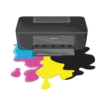 illustration of printer and ink vector